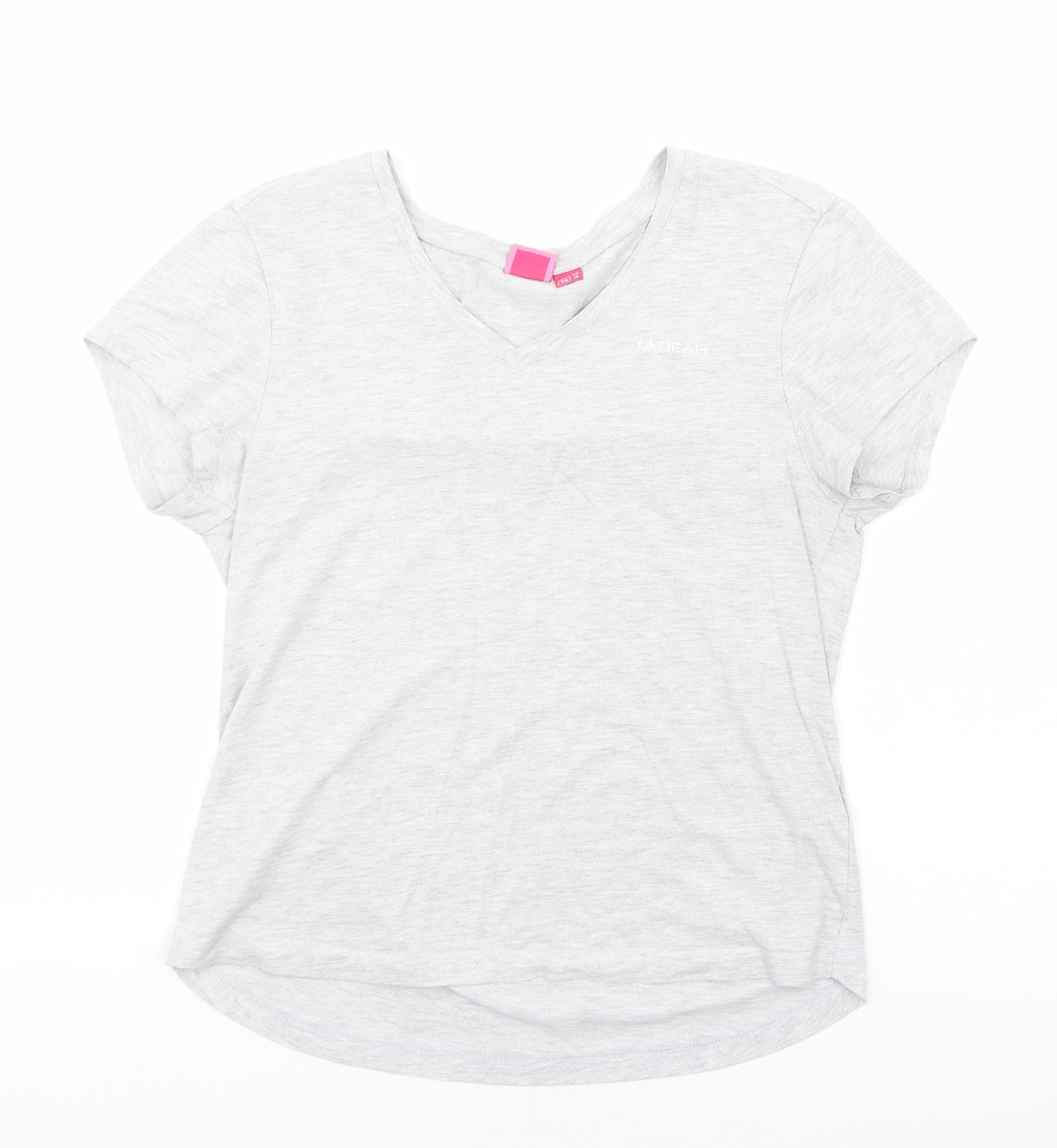 LA Gear Womens Grey Viscose Basic T-Shirt Size 14 V-Neck