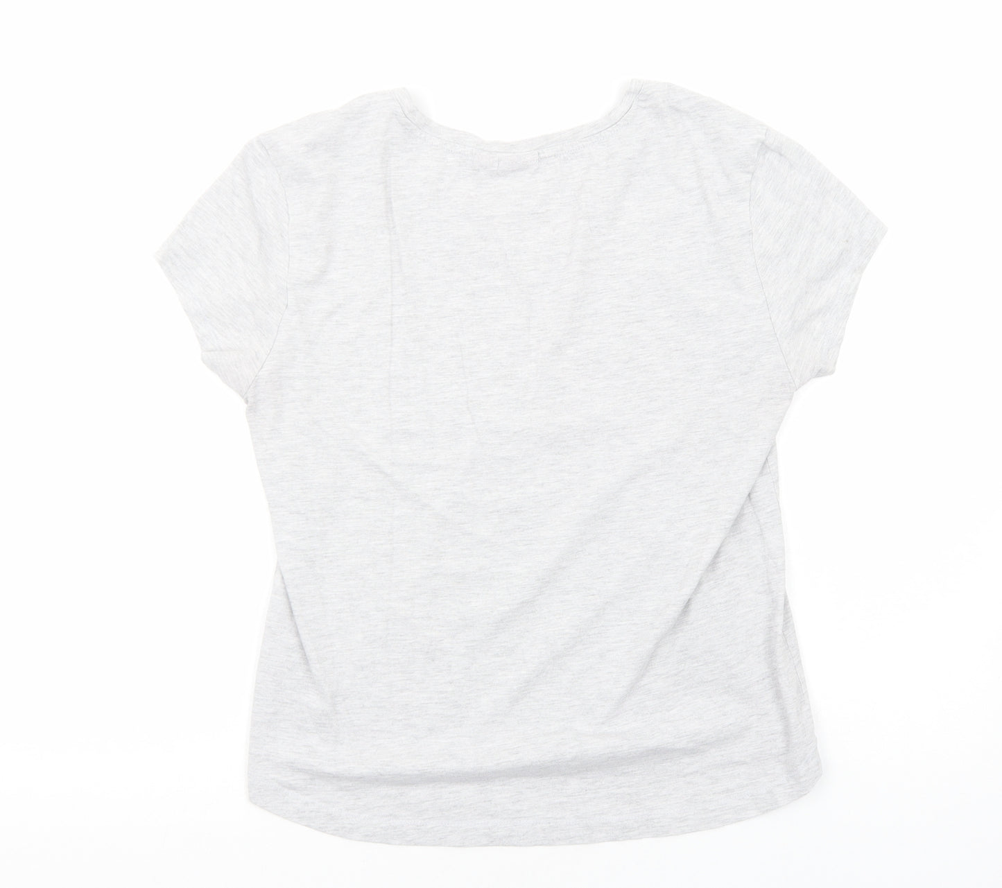 LA Gear Womens Grey Viscose Basic T-Shirt Size 14 V-Neck
