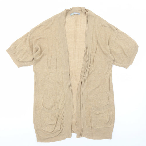 Marks and Spencer Womens Brown V-Neck Linen Cardigan Jumper Size 14