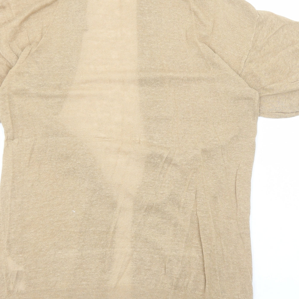 Marks and Spencer Womens Brown V-Neck Linen Cardigan Jumper Size 14