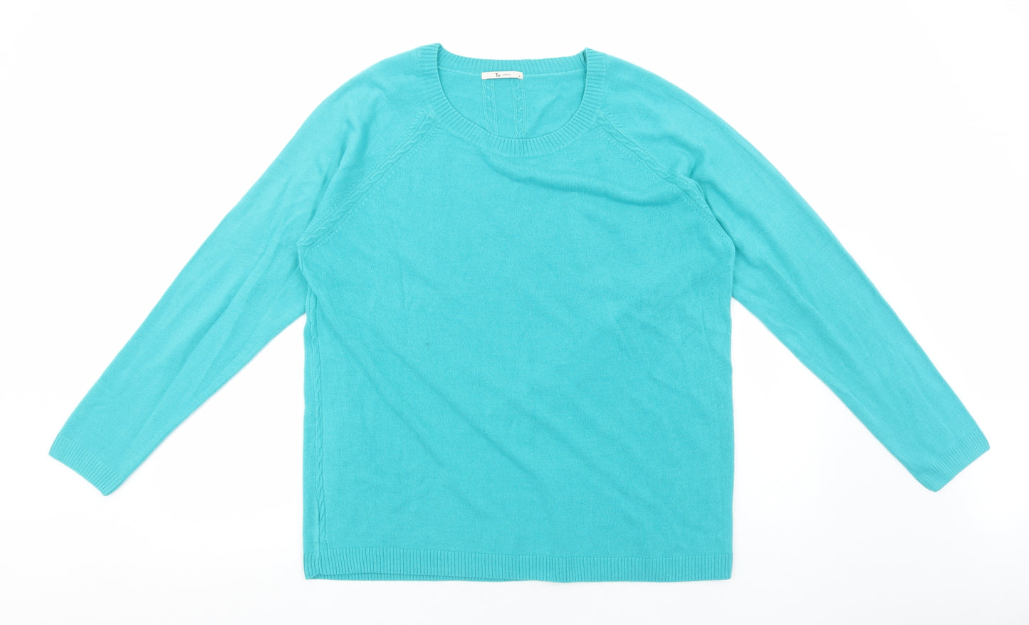 TU Womens Blue Round Neck Acrylic Pullover Jumper Size 18