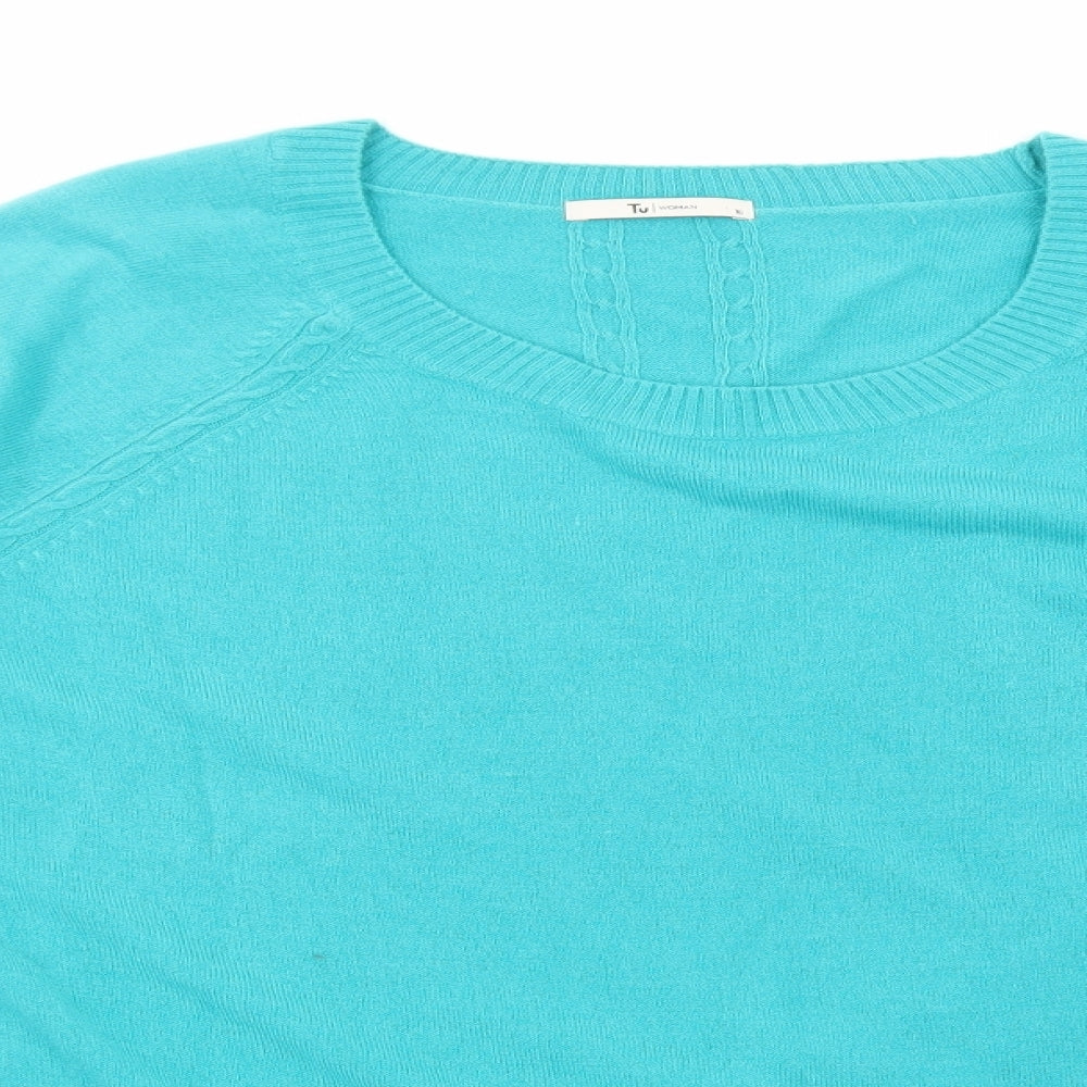 TU Womens Blue Round Neck Acrylic Pullover Jumper Size 18