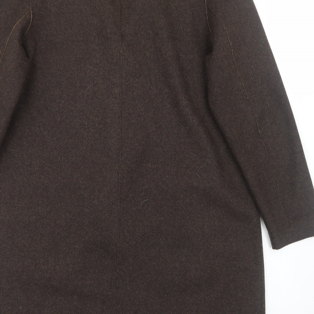 Marks and Spencer Womens Brown Overcoat Coat Size 14 Snap