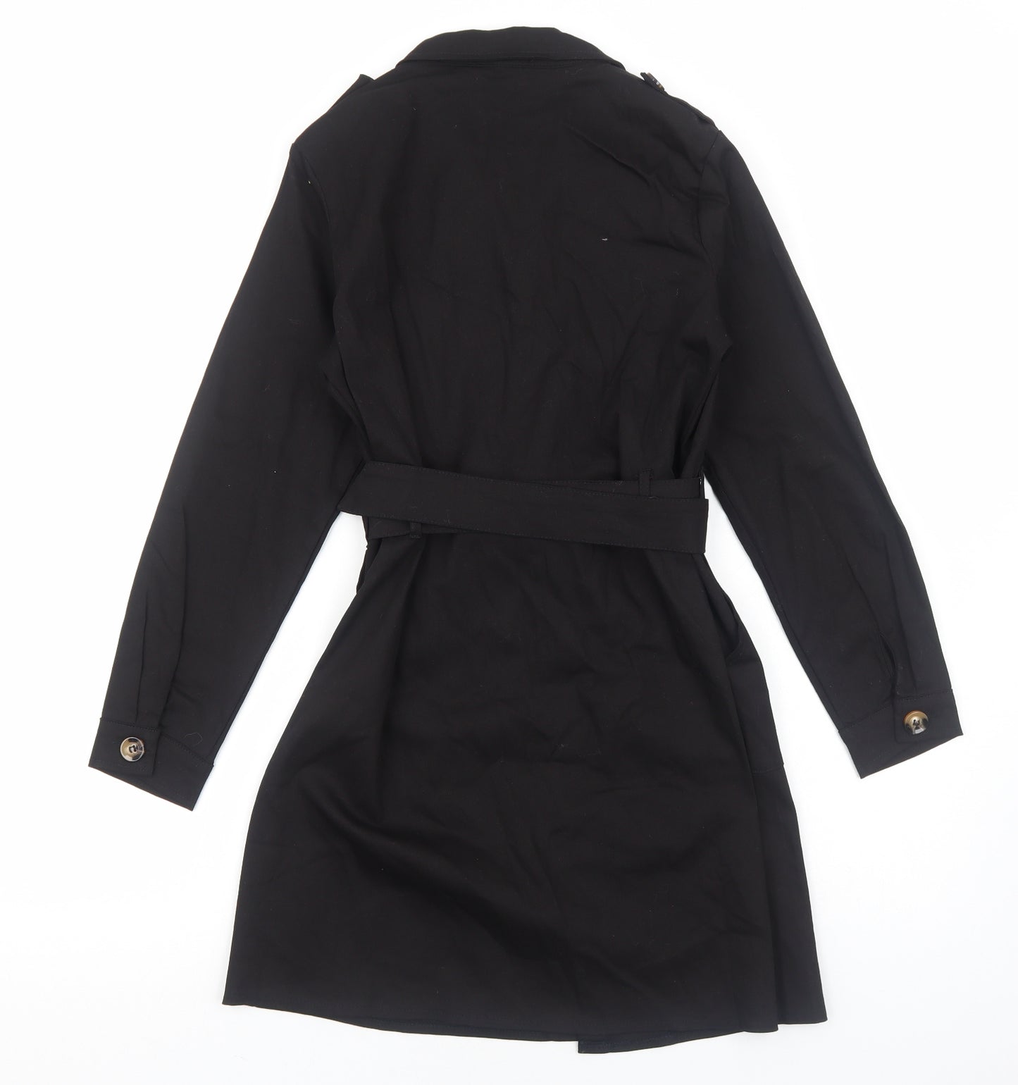 Cherry Koko Womens Black Polyester Shirt Dress Size S Collared Button