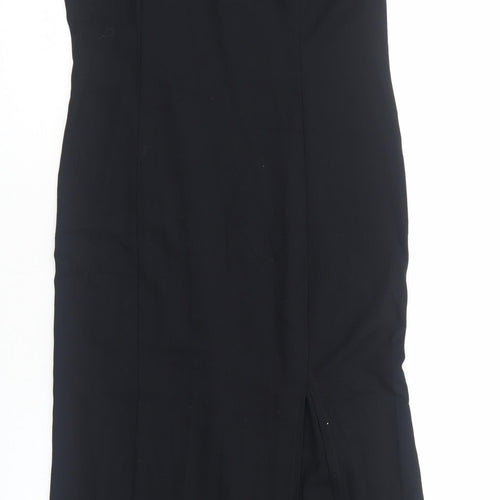 Classic Womens Black Polyester A-Line Size 12 Scoop Neck Zip