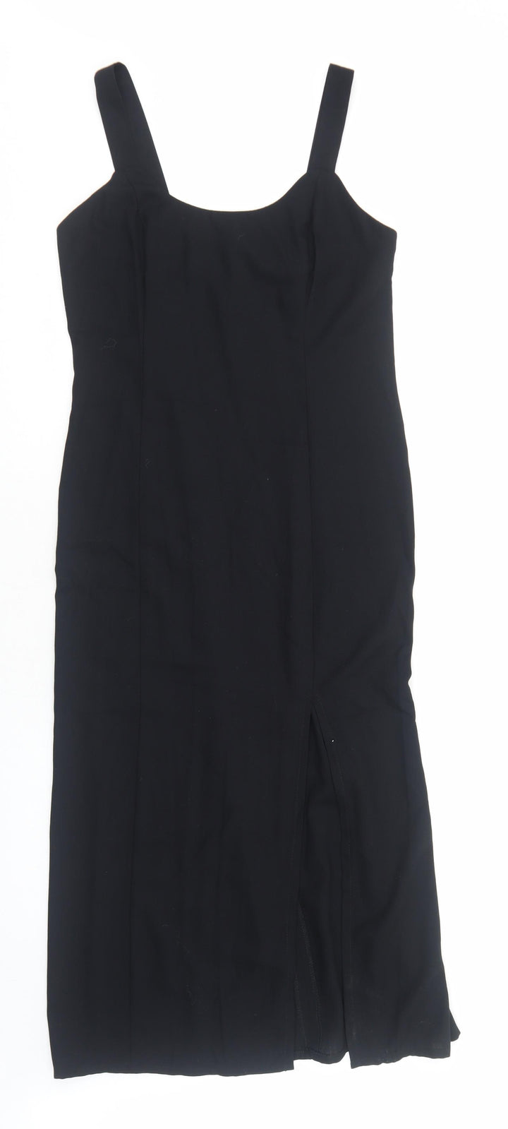 Classic Womens Black Polyester A-Line Size 12 Scoop Neck Zip