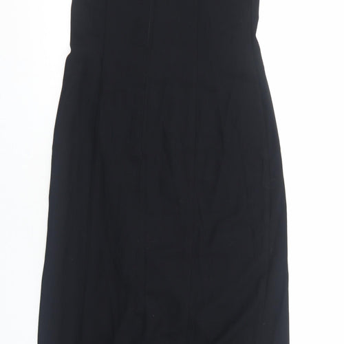 Classic Womens Black Polyester A-Line Size 12 Scoop Neck Zip
