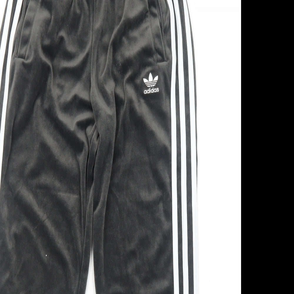 adidas Girls Grey Polyester Jogger Trousers Size 13-14 Years Regular Drawstring