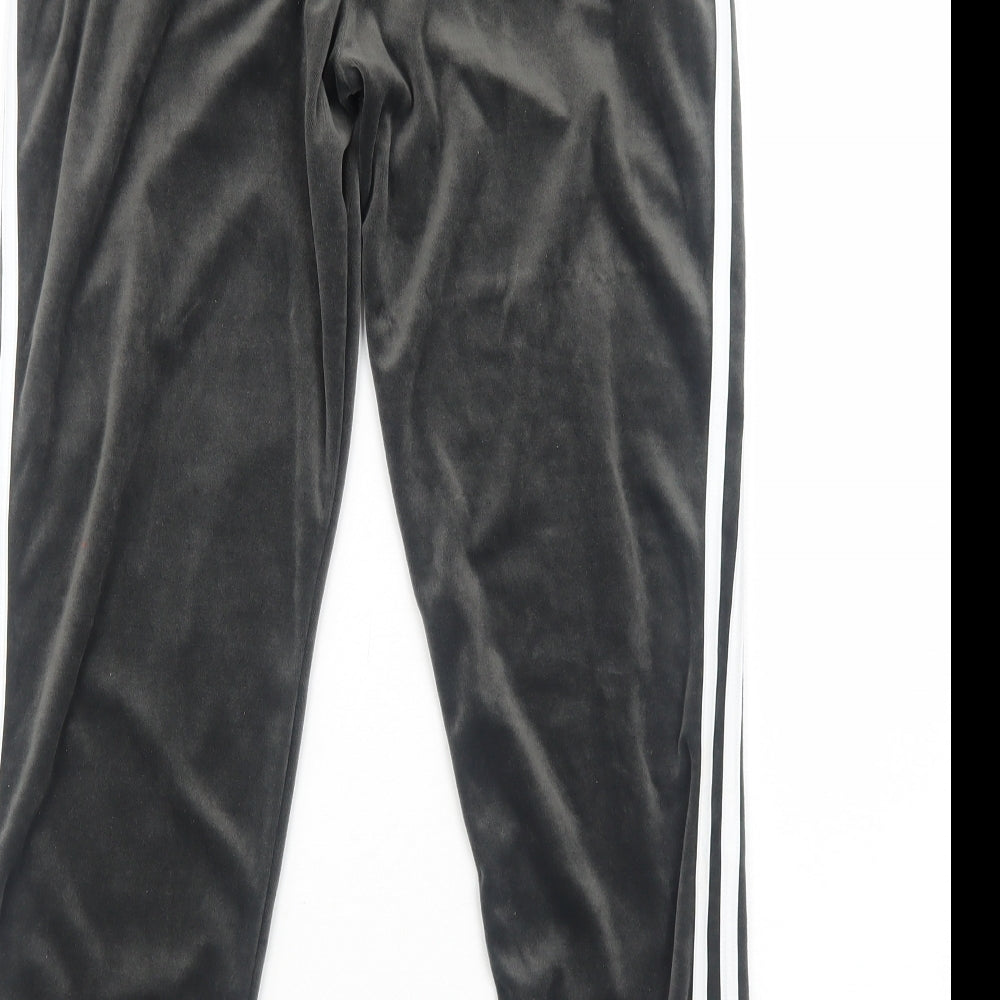 adidas Girls Grey Polyester Jogger Trousers Size 13-14 Years Regular Drawstring