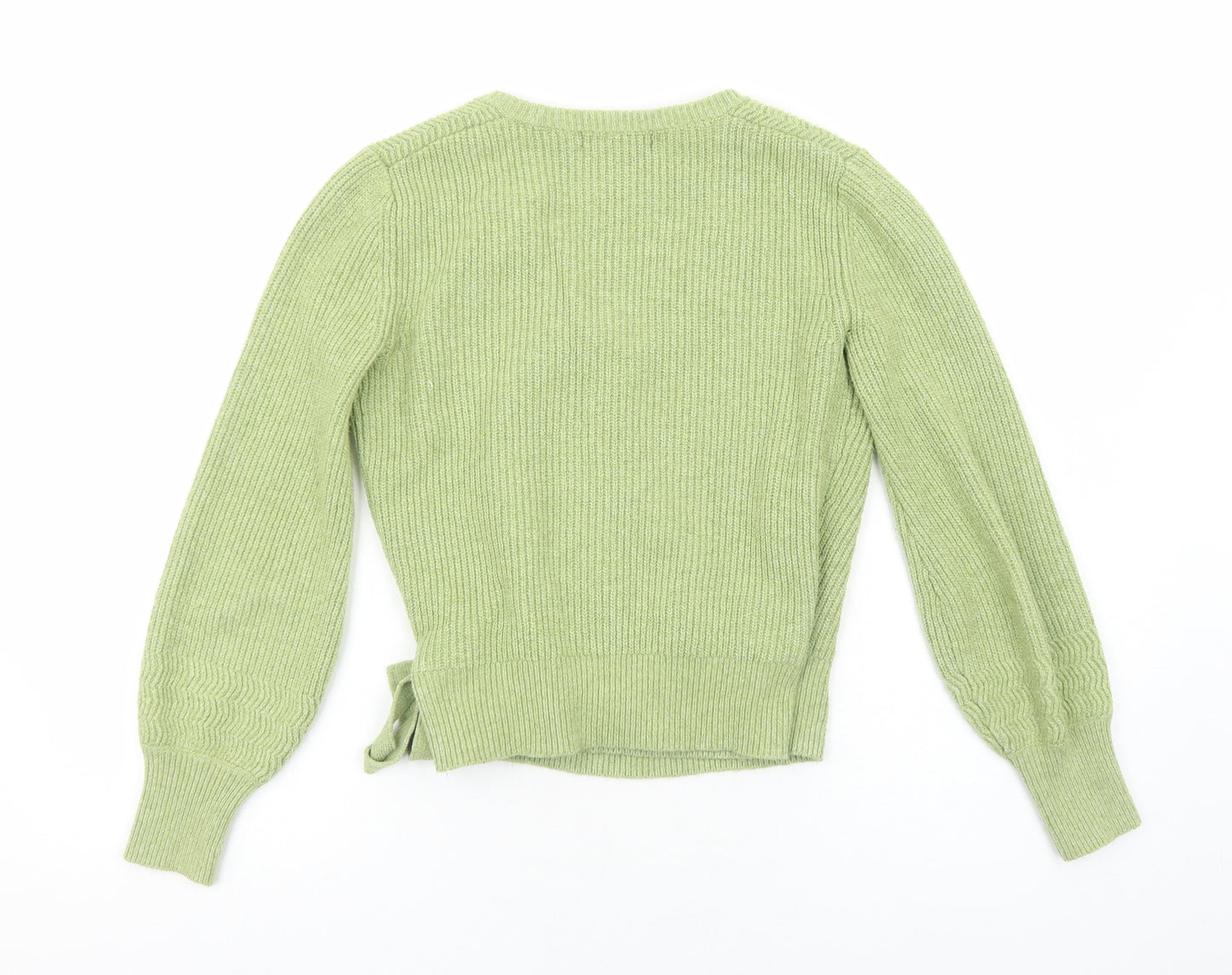 Marks and Spencer Womens Green V-Neck Acrylic Pullover Jumper Size XS
