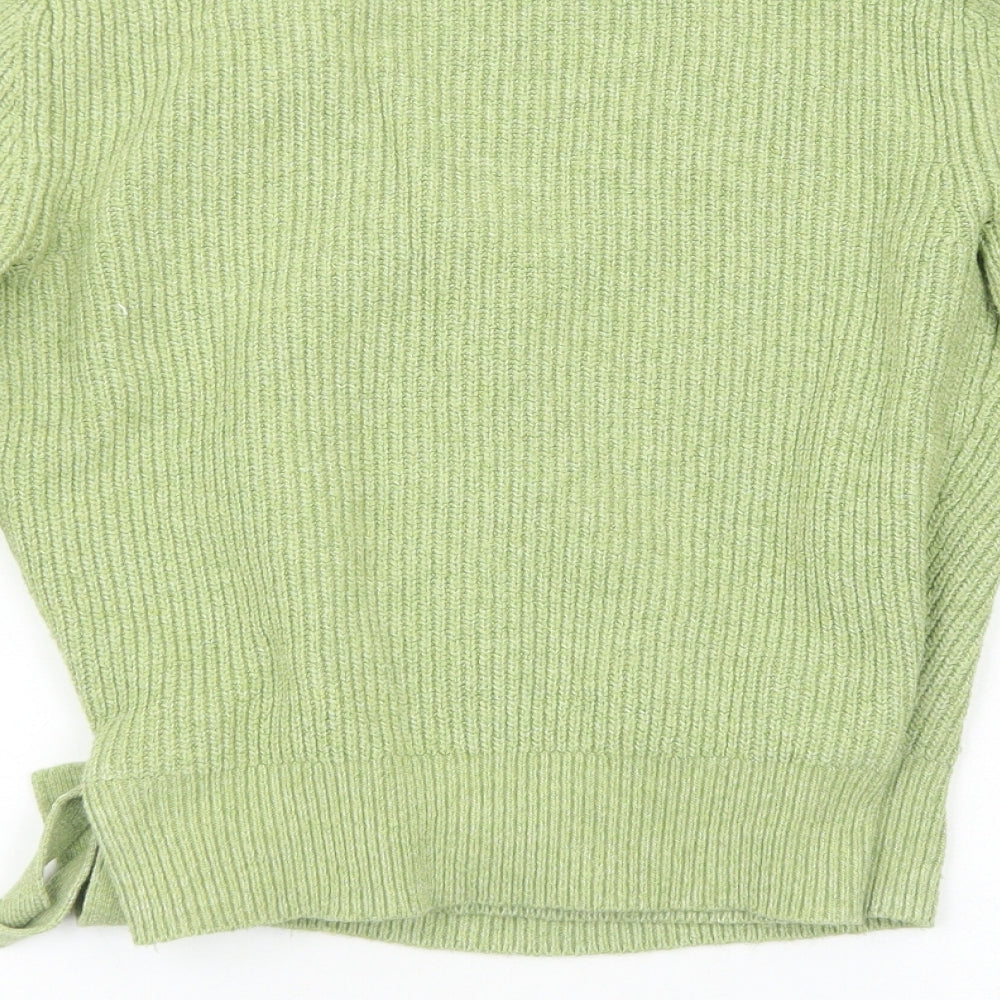 Marks and Spencer Womens Green V-Neck Acrylic Pullover Jumper Size XS