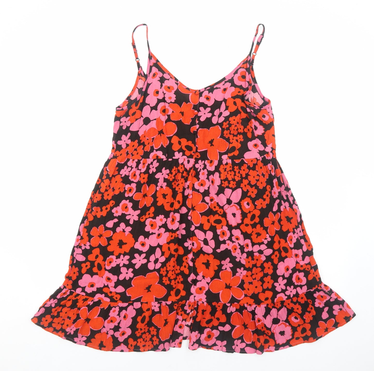 George Womens Red Floral Viscose Skater Dress Size S V-Neck Pullover