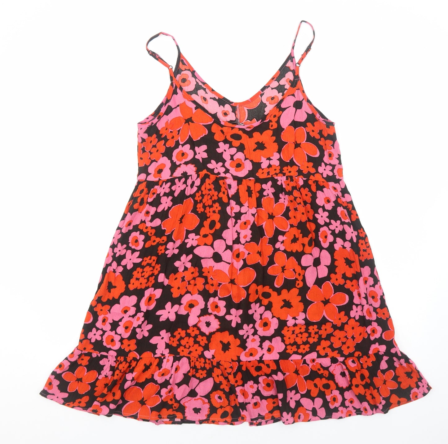 George Womens Red Floral Viscose Skater Dress Size S V-Neck Pullover