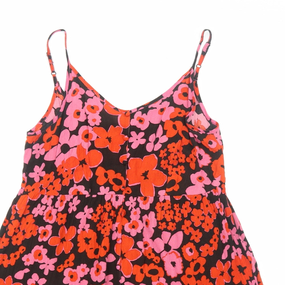 George Womens Red Floral Viscose Skater Dress Size S V-Neck Pullover