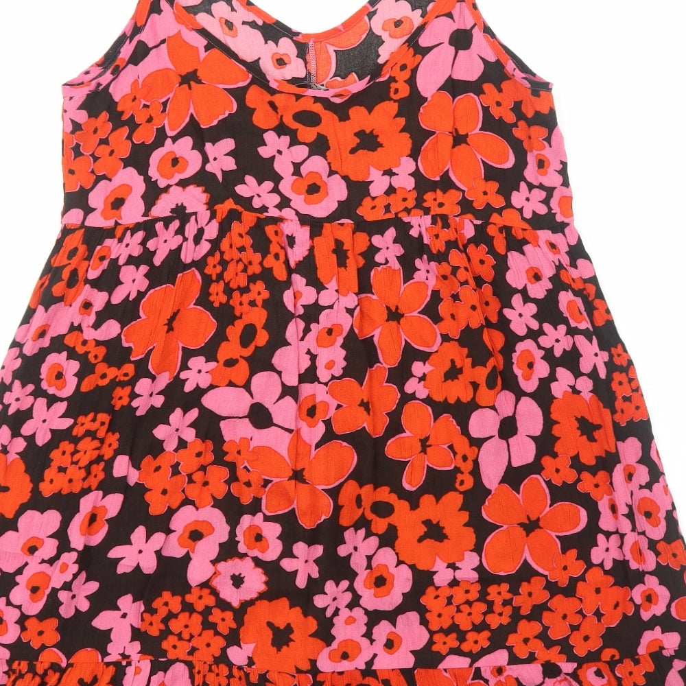 George Womens Red Floral Viscose Skater Dress Size S V-Neck Pullover