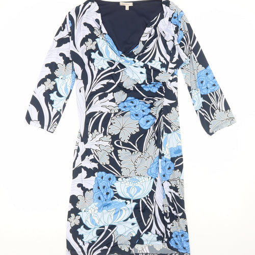 Marisa&Mare Womens Blue Geometric Polyester A-Line Size XL V-Neck Pullover