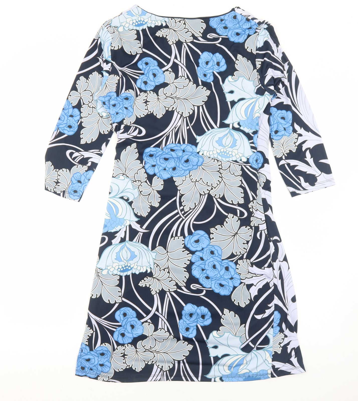 Marisa&Mare Womens Blue Geometric Polyester A-Line Size XL V-Neck Pullover