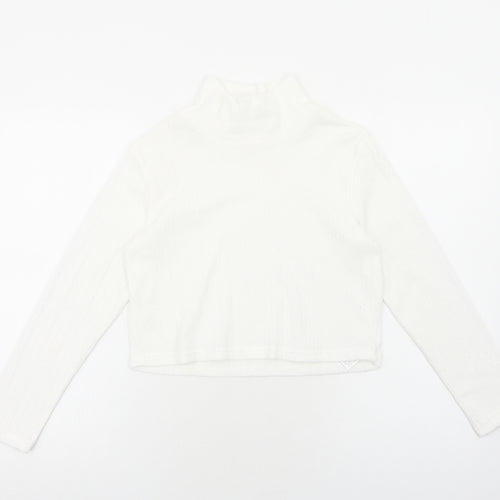 SheIn Girls White Polyester Pullover Casual Size 11-12 Years Mock Neck Pullover