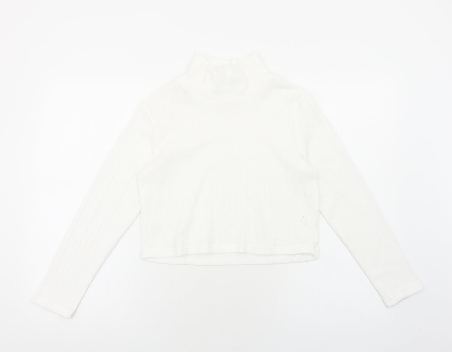 SheIn Girls White Polyester Pullover Casual Size 11-12 Years Mock Neck Pullover