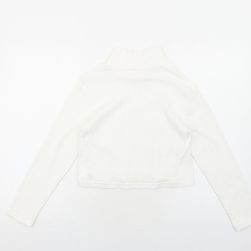 SheIn Girls White Polyester Pullover Casual Size 11-12 Years Mock Neck Pullover