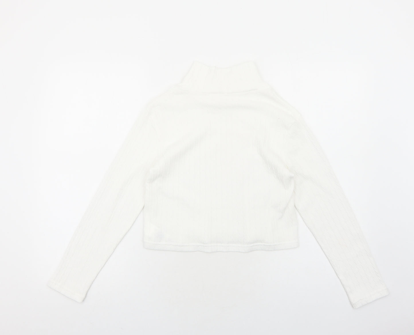 SheIn Girls White Polyester Pullover Casual Size 11-12 Years Mock Neck Pullover