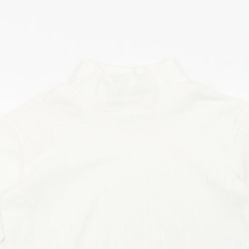 SheIn Girls White Polyester Pullover Casual Size 11-12 Years Mock Neck Pullover