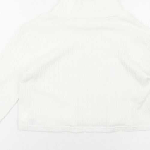 SheIn Girls White Polyester Pullover Casual Size 11-12 Years Mock Neck Pullover