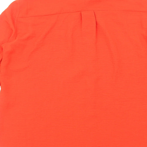 M&Co Womens Orange Viscose Basic Button-Up Size 14 Collared