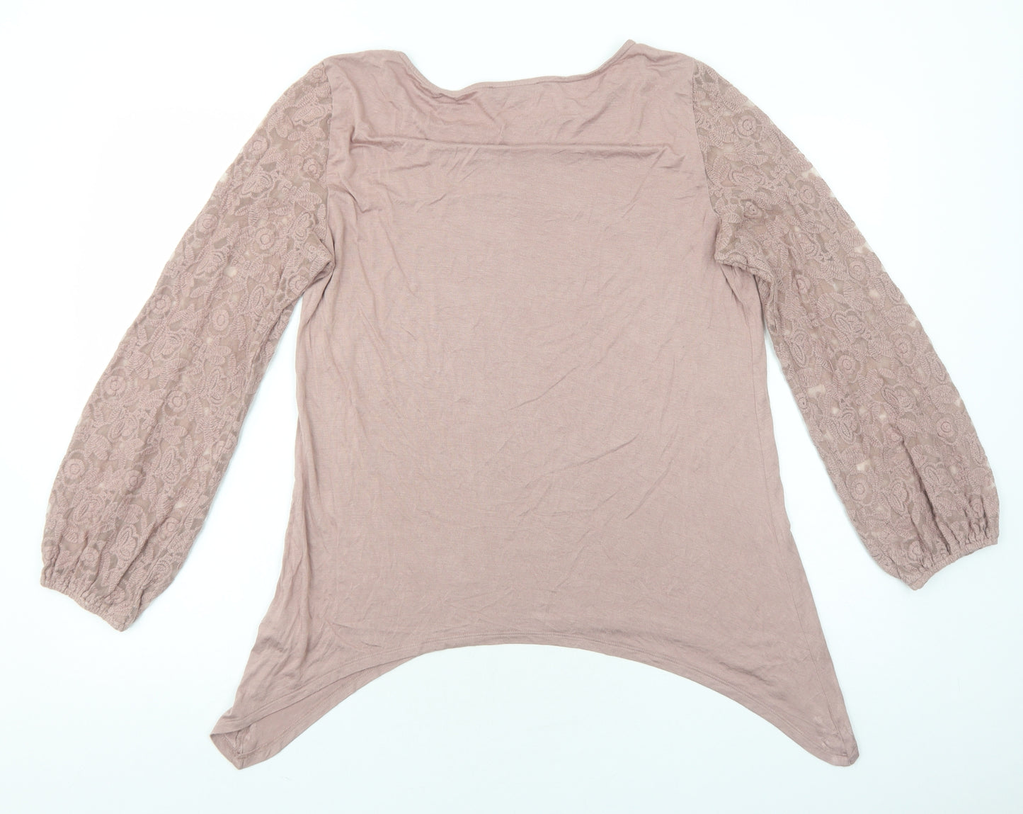 Cable & Gauge Womens Pink Viscose Basic T-Shirt Size L Round Neck