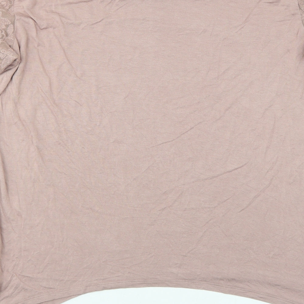 Cable & Gauge Womens Pink Viscose Basic T-Shirt Size L Round Neck