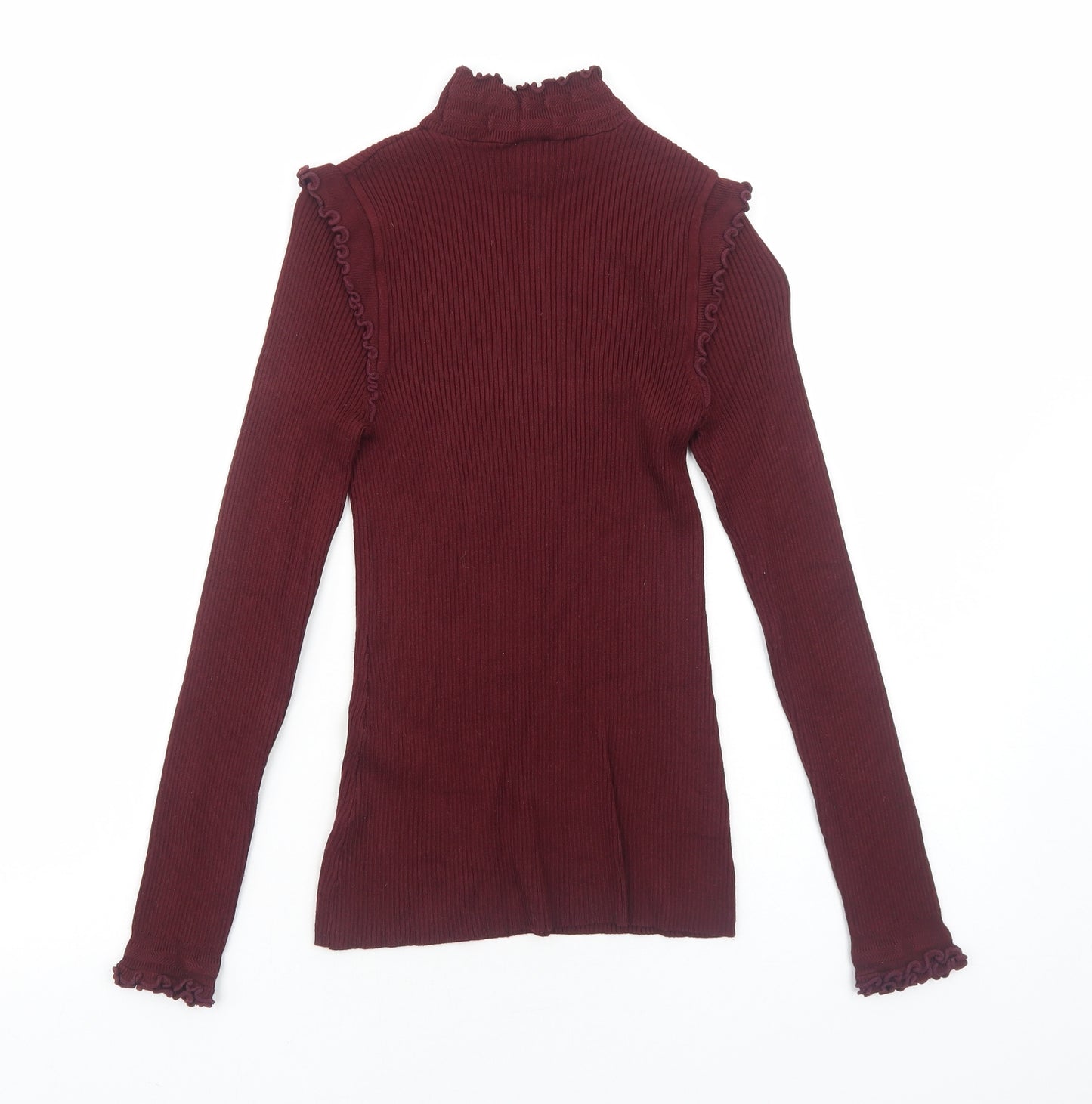 River Island Womens Red Viscose Basic T-Shirt Size 8 Mock Neck
