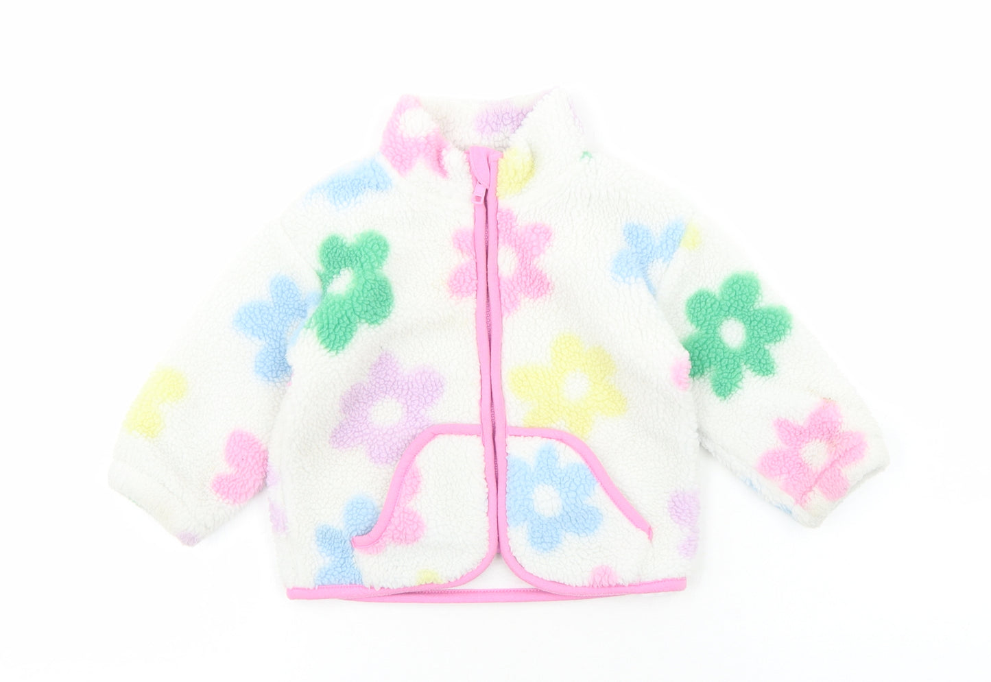 Primark Girls White Floral Basic Jacket Jacket Size 6-9 Months Zip