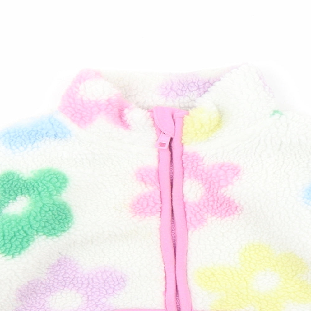 Primark Girls White Floral Basic Jacket Jacket Size 6-9 Months Zip