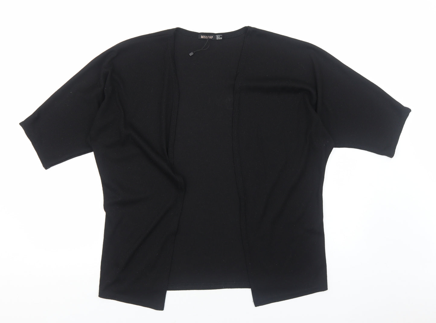 Misspap Womens Black V-Neck Polyester Cardigan Jumper Size 12