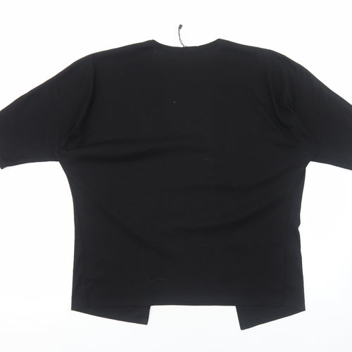 Misspap Womens Black V-Neck Polyester Cardigan Jumper Size 12