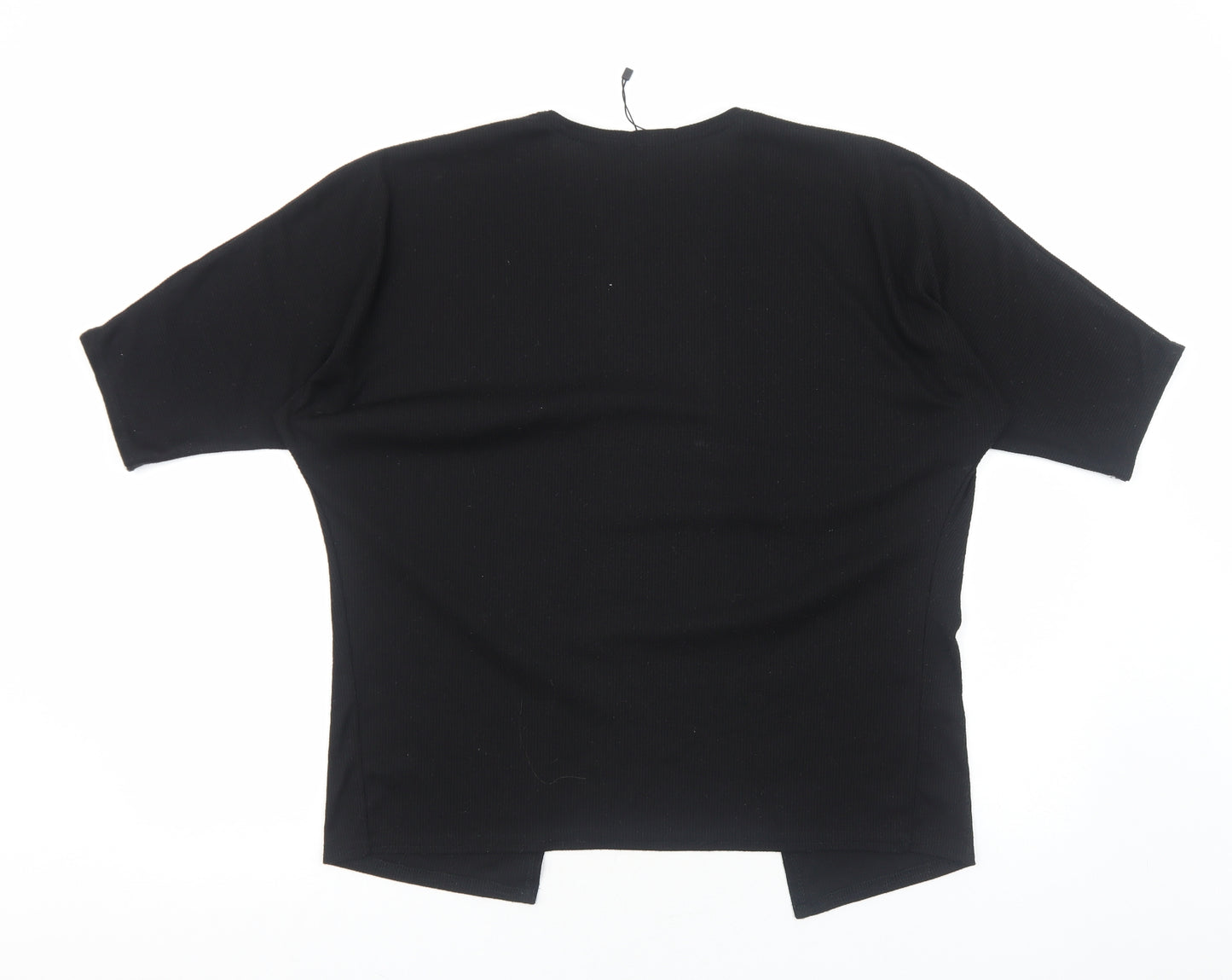 Misspap Womens Black V-Neck Polyester Cardigan Jumper Size 12