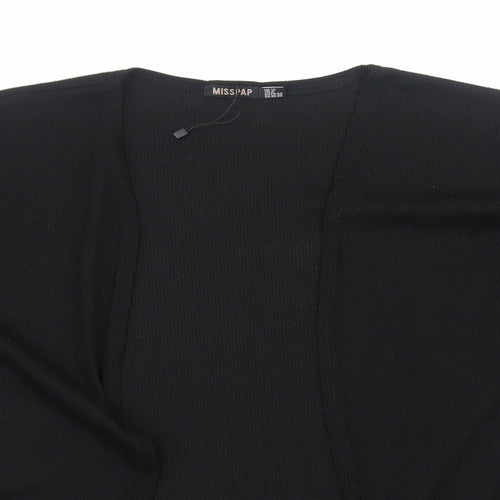 Misspap Womens Black V-Neck Polyester Cardigan Jumper Size 12