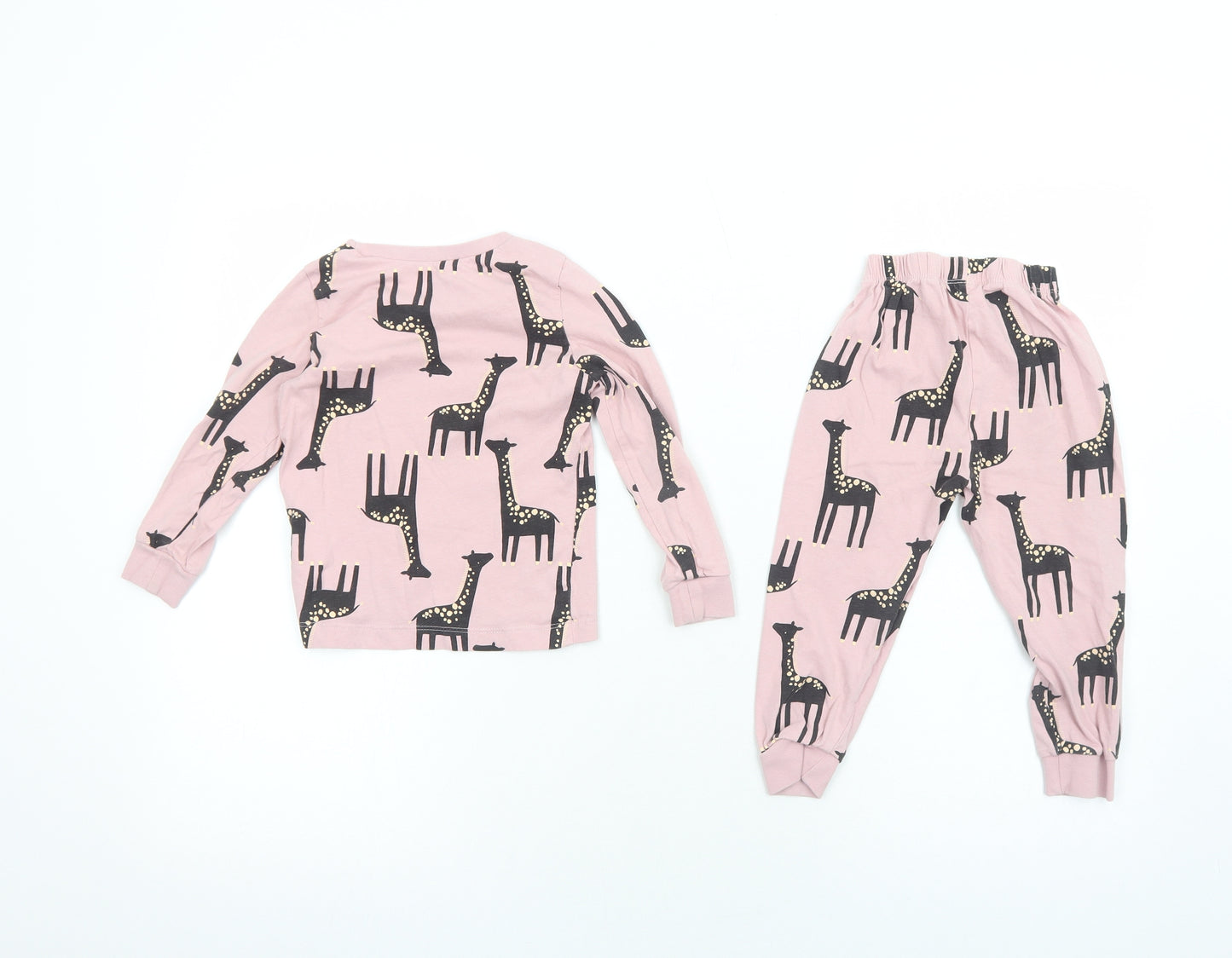 TU Girls Pink Geometric Cotton Top Pyjama Set Size 2-3 Years Pullover - Giraffe