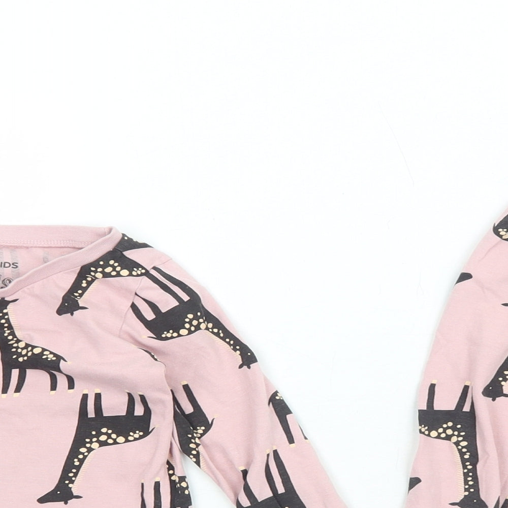TU Girls Pink Geometric Cotton Top Pyjama Set Size 2-3 Years Pullover - Giraffe