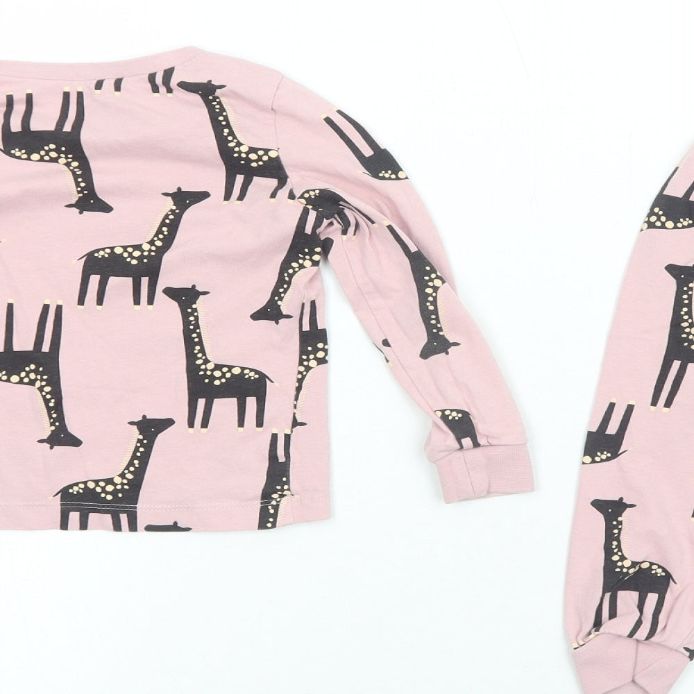 TU Girls Pink Geometric Cotton Top Pyjama Set Size 2-3 Years Pullover - Giraffe