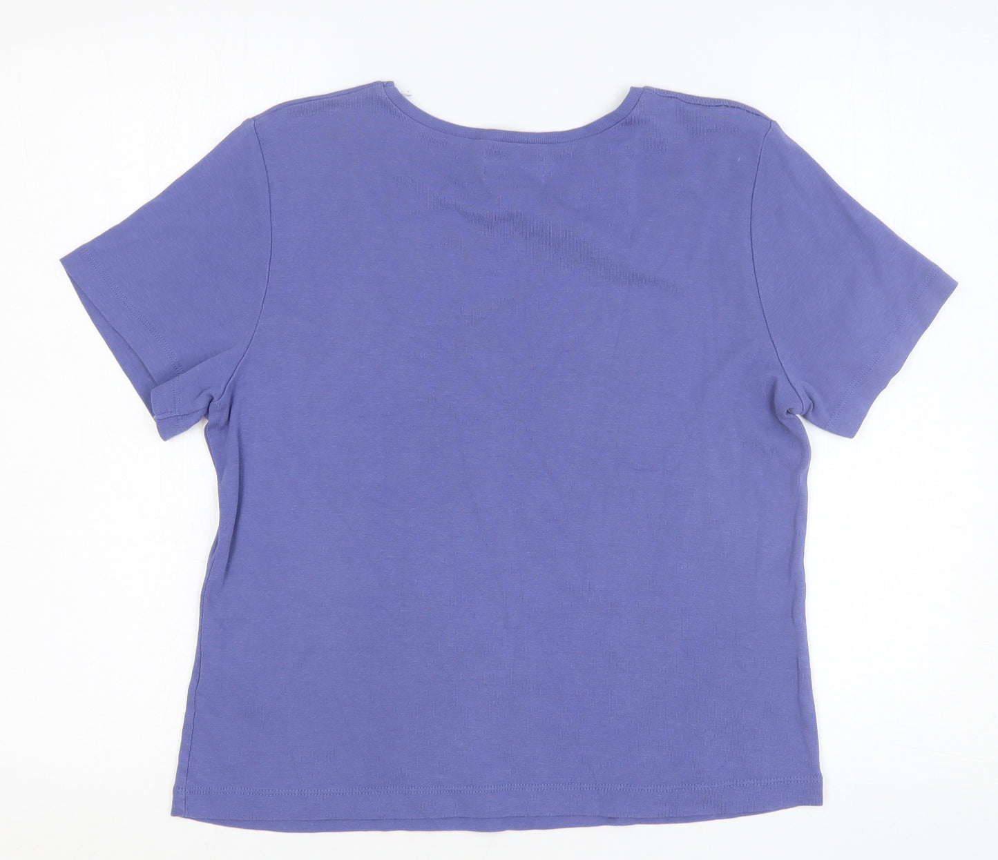 Bonmarché Womens Blue 100% Cotton Basic T-Shirt Size M Round Neck