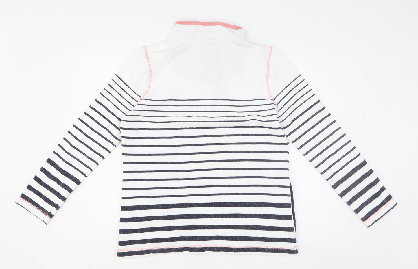 Weird Fish Womens White Striped Cotton Pullover Sweatshirt Size 12 Pullover