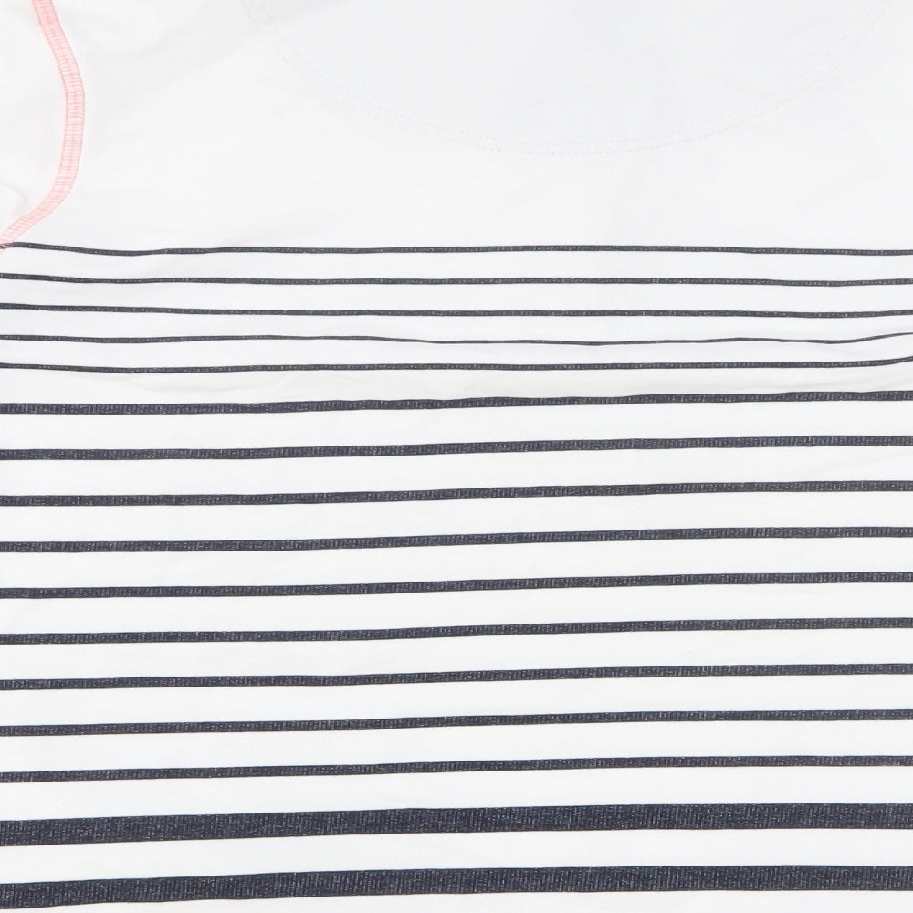 Weird Fish Womens White Striped Cotton Pullover Sweatshirt Size 12 Pullover