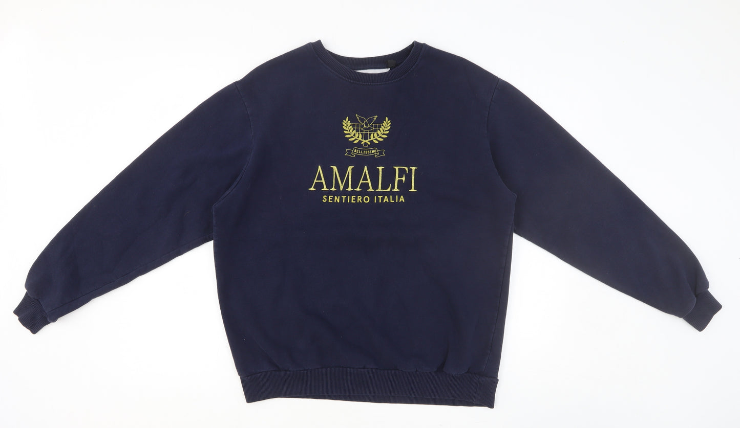 Topshop Womens Blue Polyester Pullover Sweatshirt Size 14 Pullover - Amalfi
