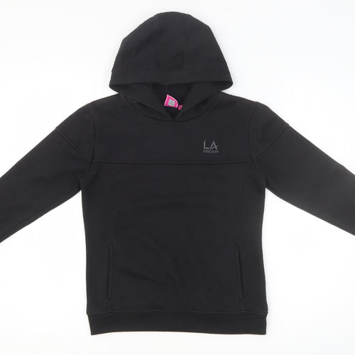 LA Gear Girls Black Polyester Pullover Hoodie Size 9-10 Years Pullover