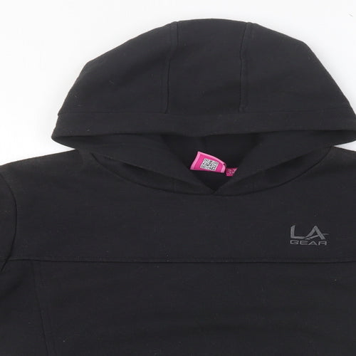 LA Gear Girls Black Polyester Pullover Hoodie Size 9-10 Years Pullover