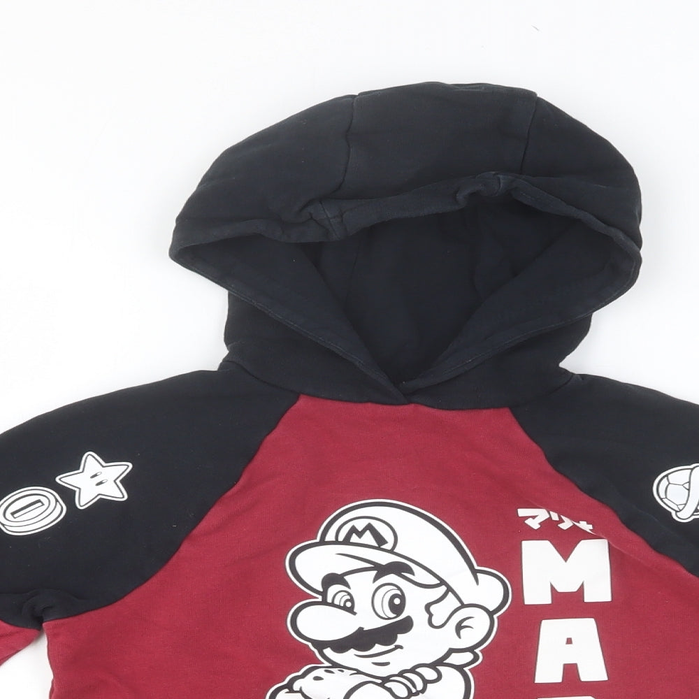 Super Mario Boys Red Cotton Pullover Hoodie Size 9-10 Years Pullover - Mario