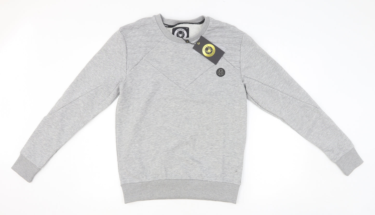 Intense Mens Grey Cotton Pullover Sweatshirt Size M
