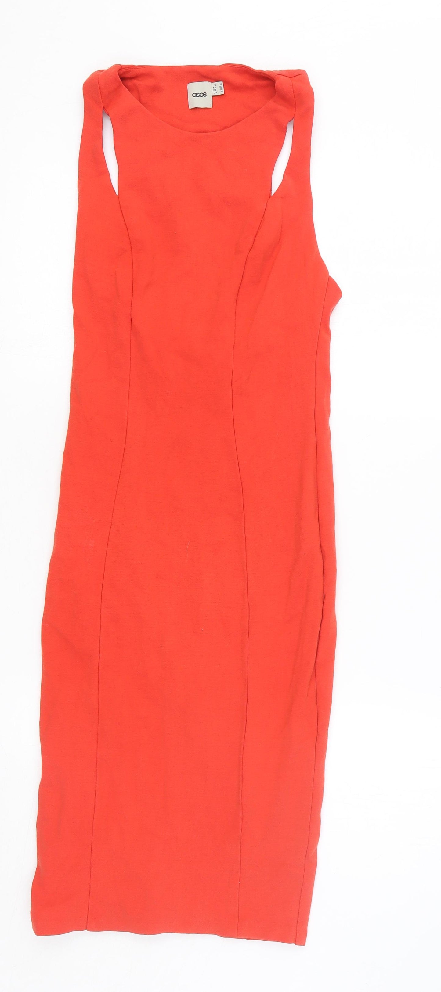 ASOS Womens Red Viscose A-Line Size 10 Round Neck Pullover