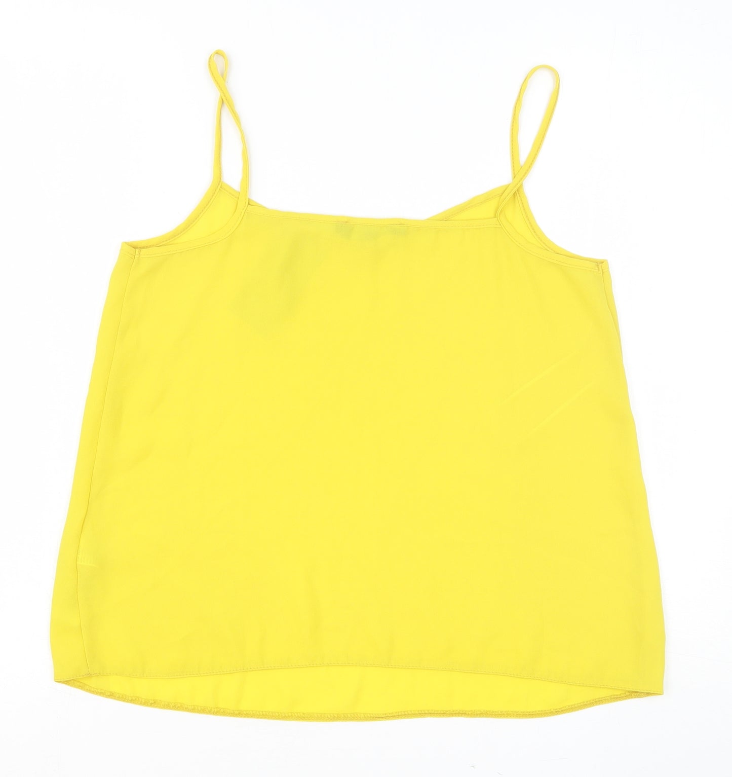 New Look Womens Yellow Polyester Camisole Tank Size 10 Scoop Neck